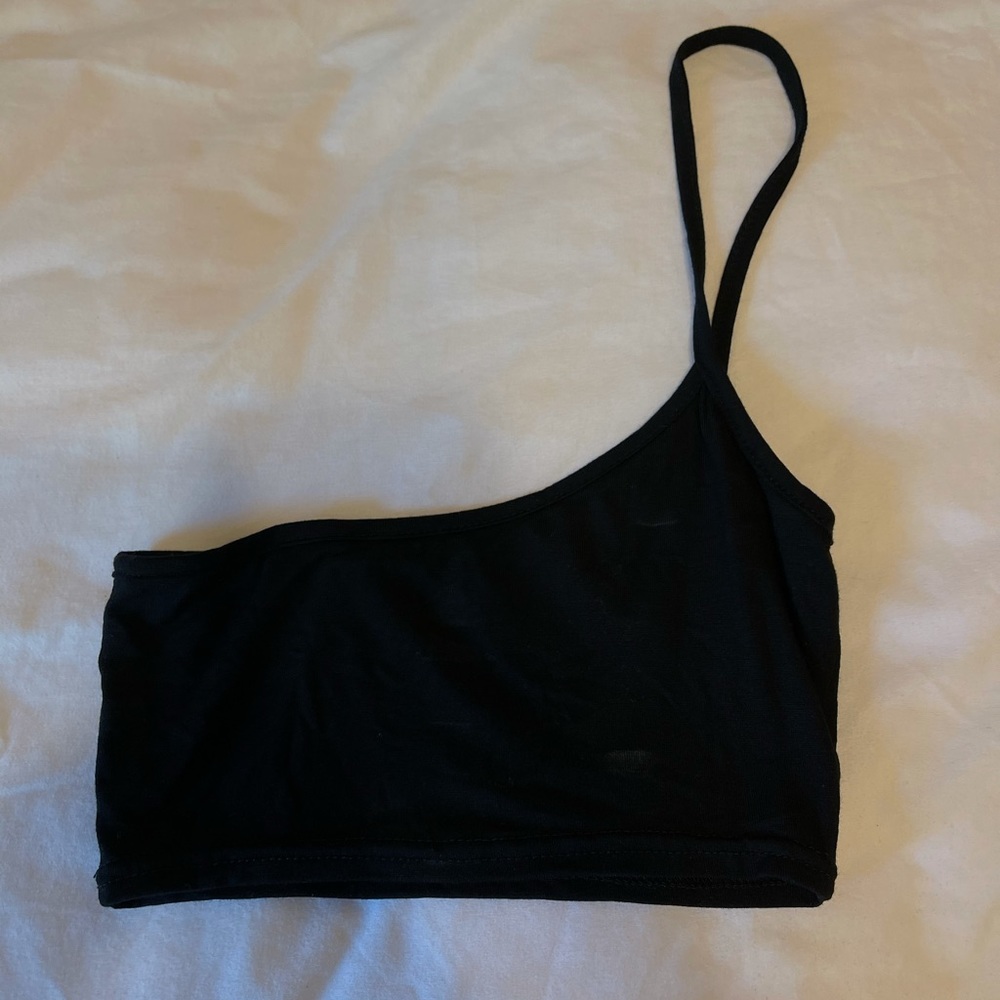 Black Crop Top one shoulder